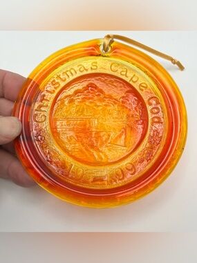 Pairpoint Christmas 1999 ornament-sun catcher w/harbor scene. VTG, collectible.